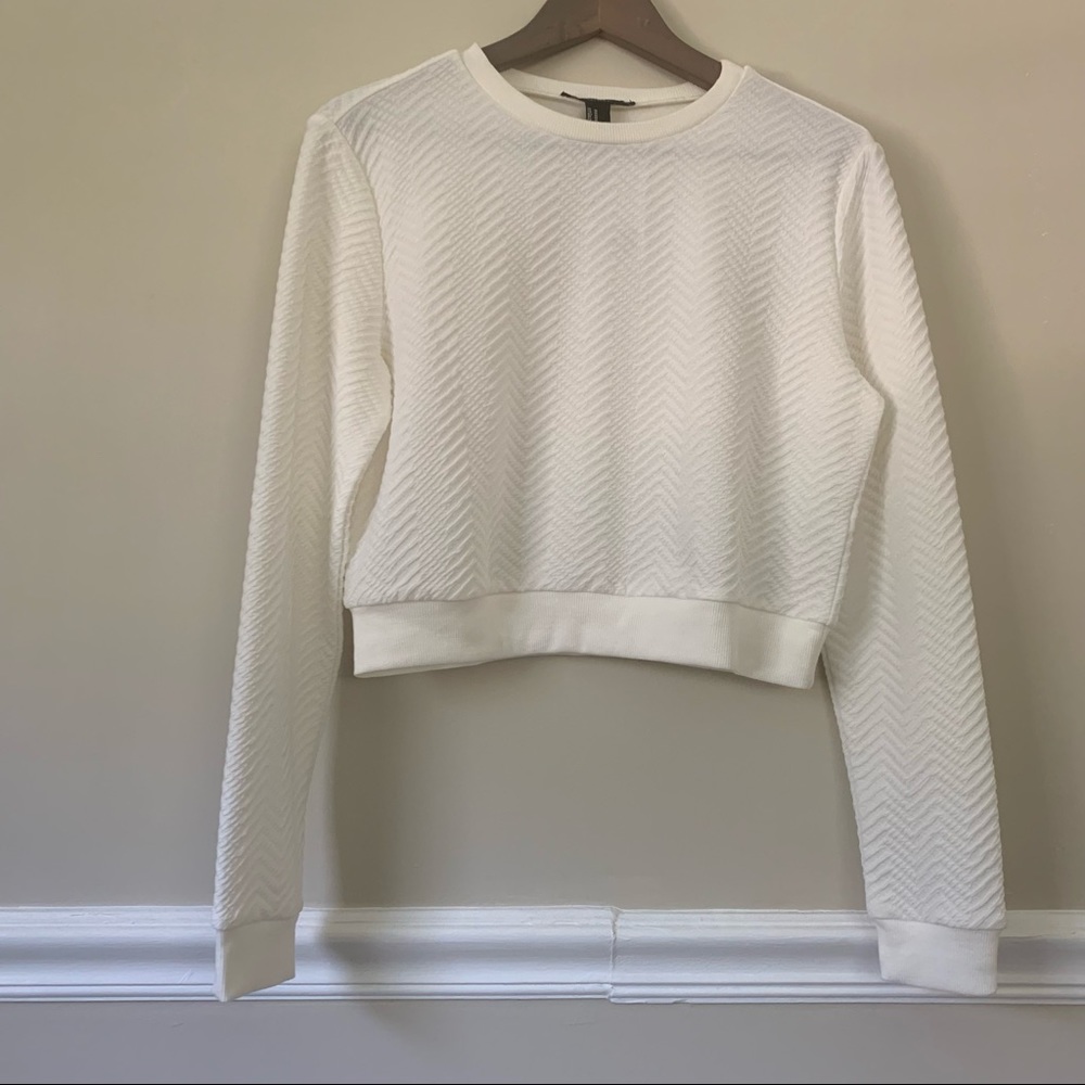 NEW Forever 21 Chevron cream crop sweater SIZE M NWT - Picture 3 of 10
